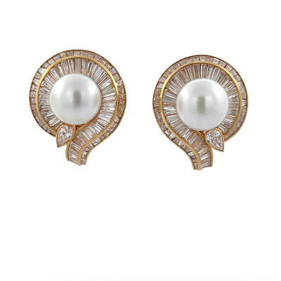 Pearl & Diamond Clip On Earrings