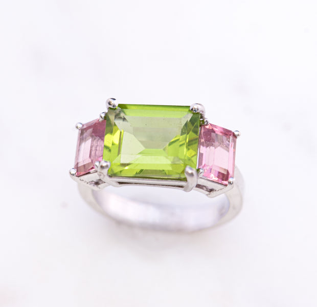Peridot and Pink Sapphire Ring