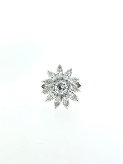 Flower Ring with Marquise and Round Diamonds