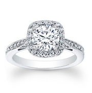 Round Diamond Squared Halo Engagement Ring
