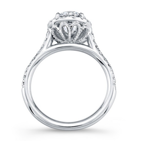 Round Diamond Halo Engagement Ring with Detailed Undercarriage