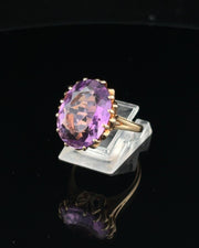 Oval Amethyst Solitaire Ring