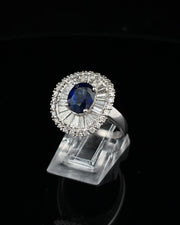 Oval Blue Sapphire Ballerina Ring