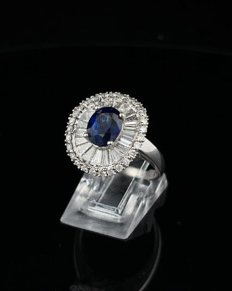 Oval Blue Sapphire Ballerina Ring