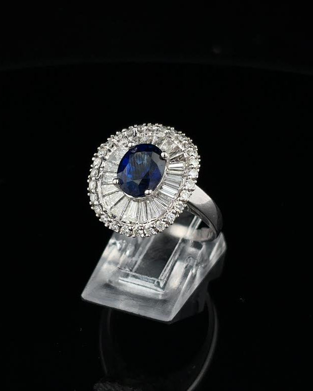 Oval Blue Sapphire Ballerina Ring