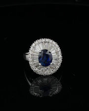 Oval Blue Sapphire Ballerina Ring