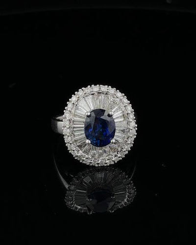 Oval Blue Sapphire Ballerina Ring