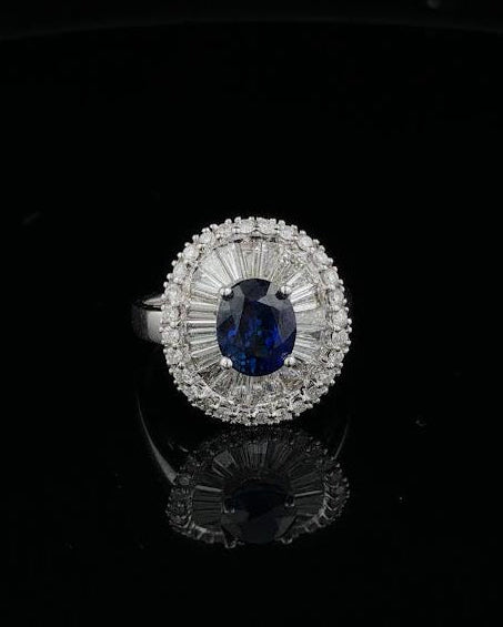 Oval Blue Sapphire Ballerina Ring