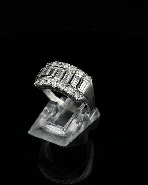 Emerald Cut & Round Diamond Band
