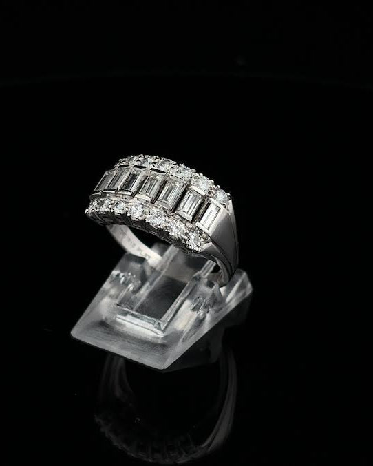 Emerald Cut & Round Diamond Band