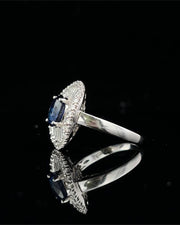Oval Blue Sapphire Ballerina Ring