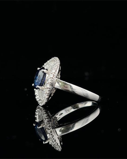 Oval Blue Sapphire Ballerina Ring