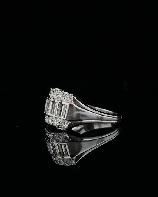 Emerald Cut & Round Diamond Band