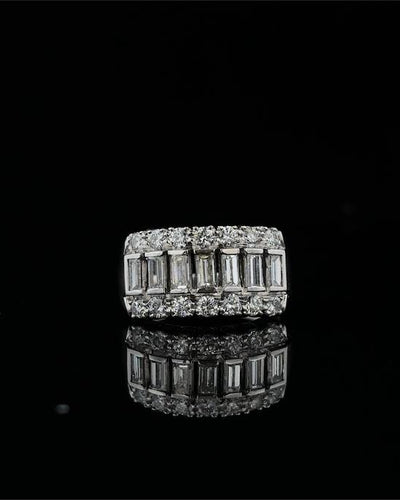 Emerald Cut & Round Diamond Band
