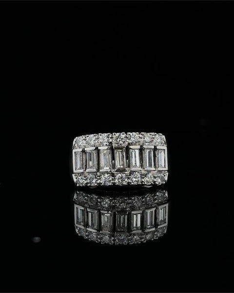 Emerald Cut & Round Diamond Band
