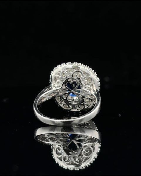 Oval Blue Sapphire Ballerina Ring