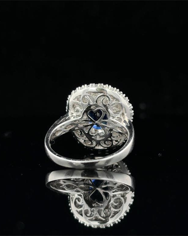 Oval Blue Sapphire Ballerina Ring