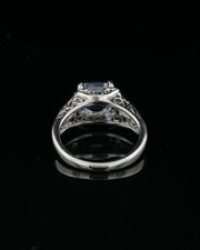 Cushion Blue Sapphire & Diamond Ring
