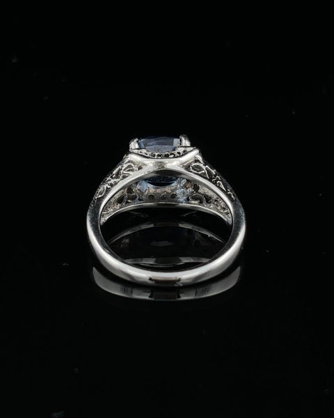 Cushion Blue Sapphire & Diamond Ring