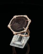 Plum Geode and Diamond Ring