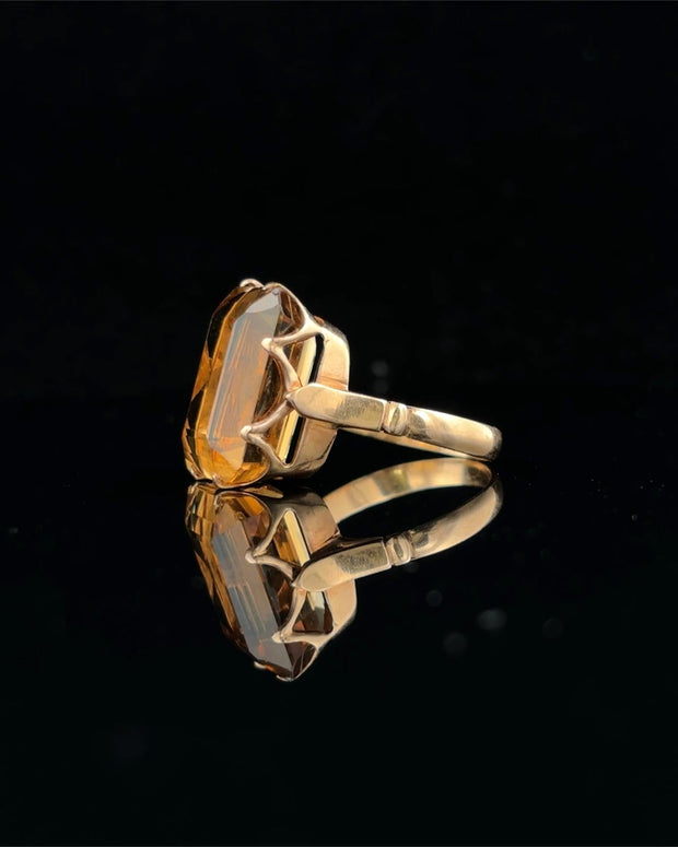Emerald Cut Citrine Ring