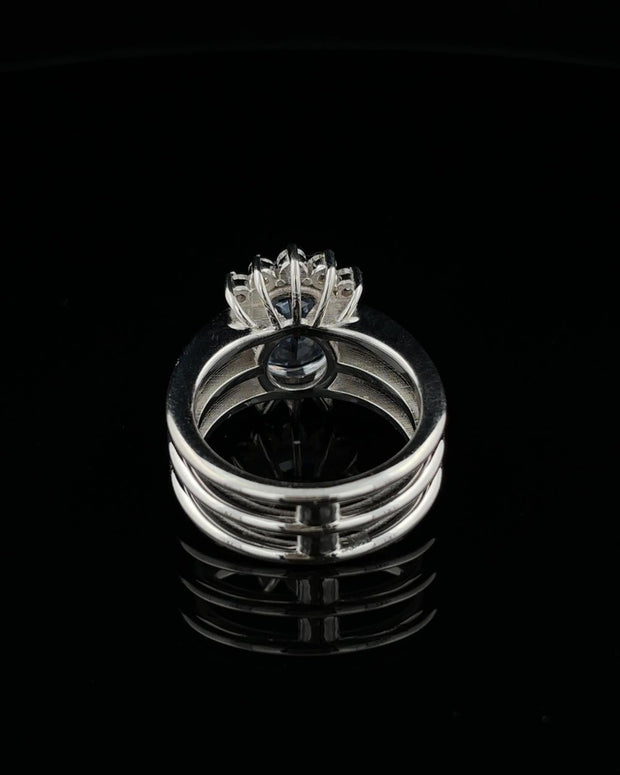 Oval Blue Sapphire & Diamond Ring