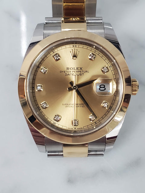 Rolex Datejust 41mm - Oystersteel and Yellow Gold - Champagne Diamond Dial