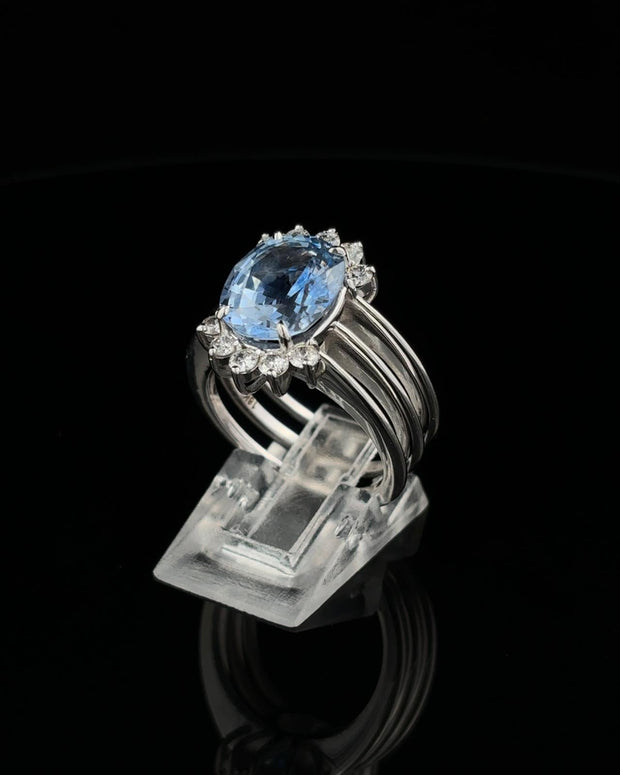 Oval Blue Sapphire & Diamond Ring