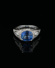 Cushion Blue Sapphire & Diamond Ring
