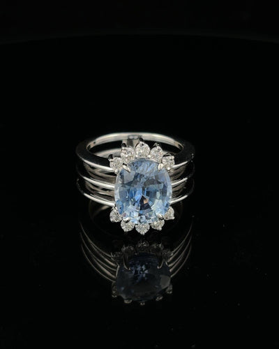 Oval Blue Sapphire & Diamond Ring