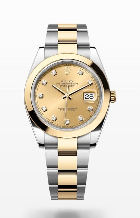 Rolex Datejust 41mm - Oystersteel and Yellow Gold - Champagne Diamond Dial