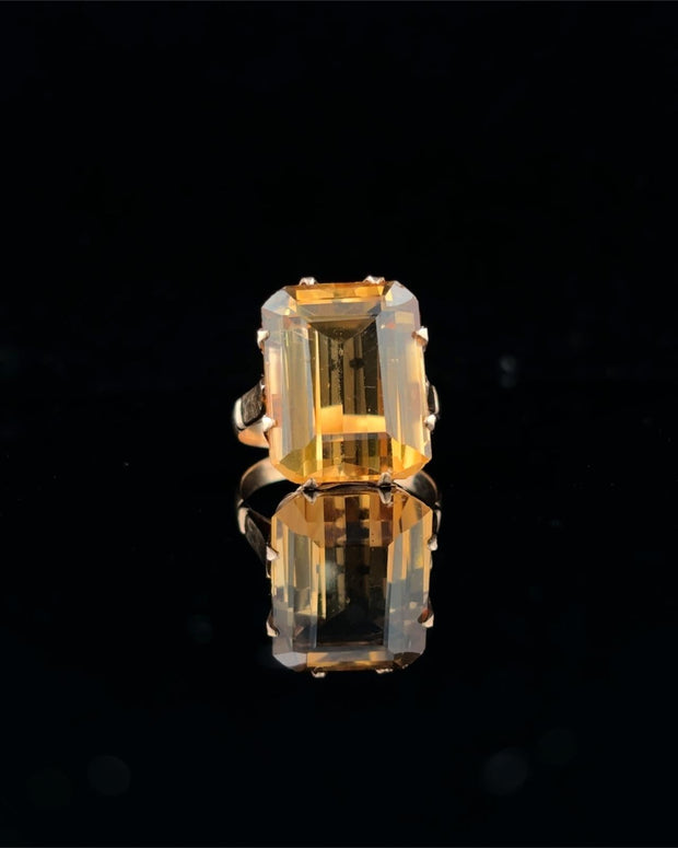 Emerald Cut Citrine Ring