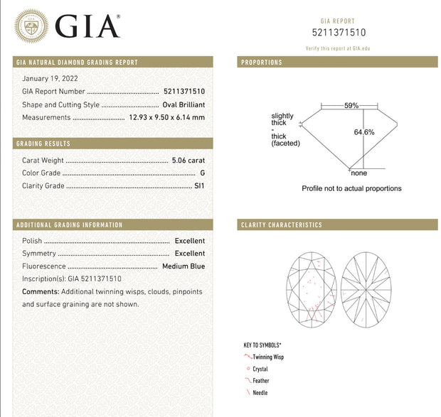 5.06 Carat Natural Oval Brilliant Cut Diamond