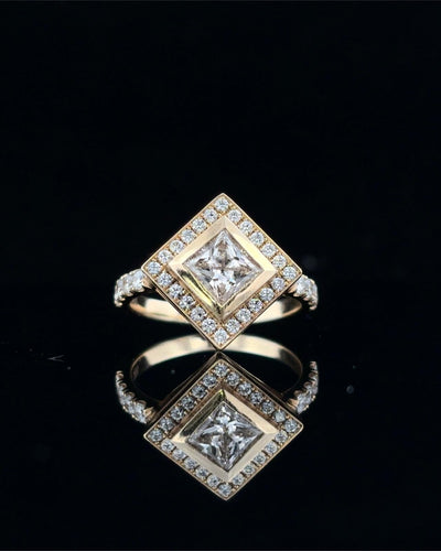 Princess Cut Bezel Set Engagement Ring