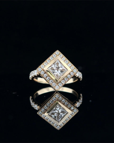 Princess Cut Bezel Set Engagement Ring