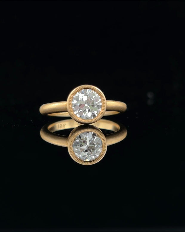 Bezel Set Old European Engagement Ring