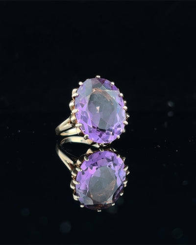Oval Amethyst Solitaire Ring