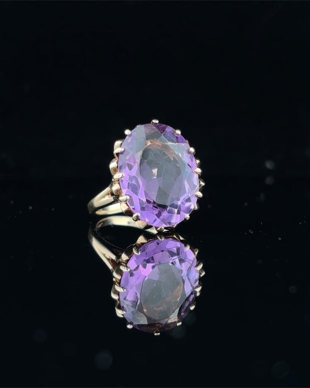Oval Amethyst Solitaire Ring