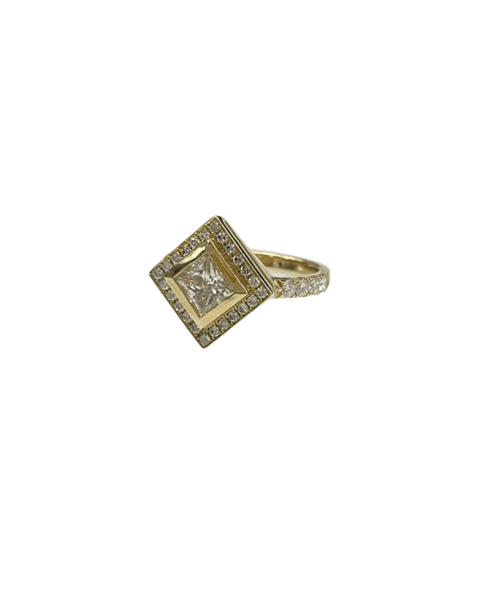 Princess Cut Bezel Set Diamond Ring