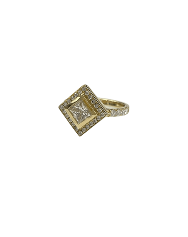 Princess Cut Bezel Set Diamond Ring