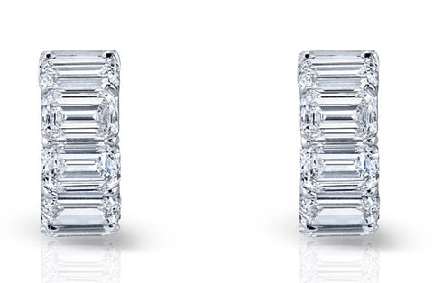 Emerald Cut Diamond "huggie" Earrings