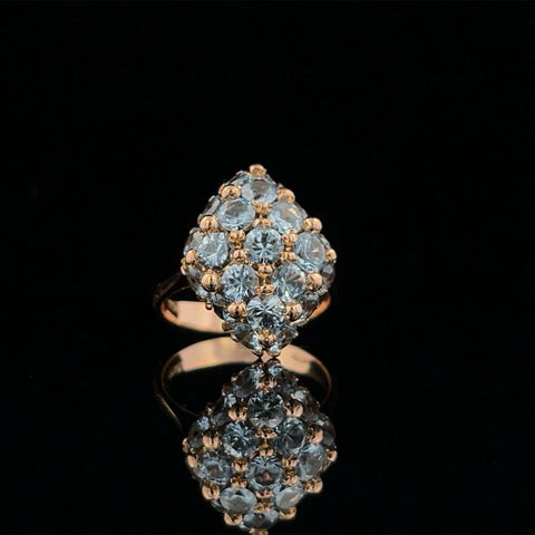 Blue Spinel Cluster Ring