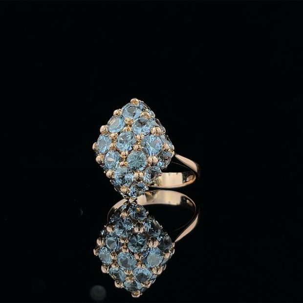 Blue Spinel Cluster Ring