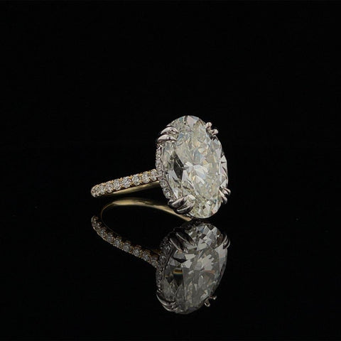 9.42CT Oval Natural Diamond Two Tone Ring