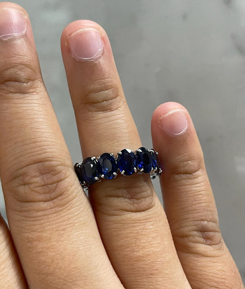 Oval Blue Sapphire Eternity Ring