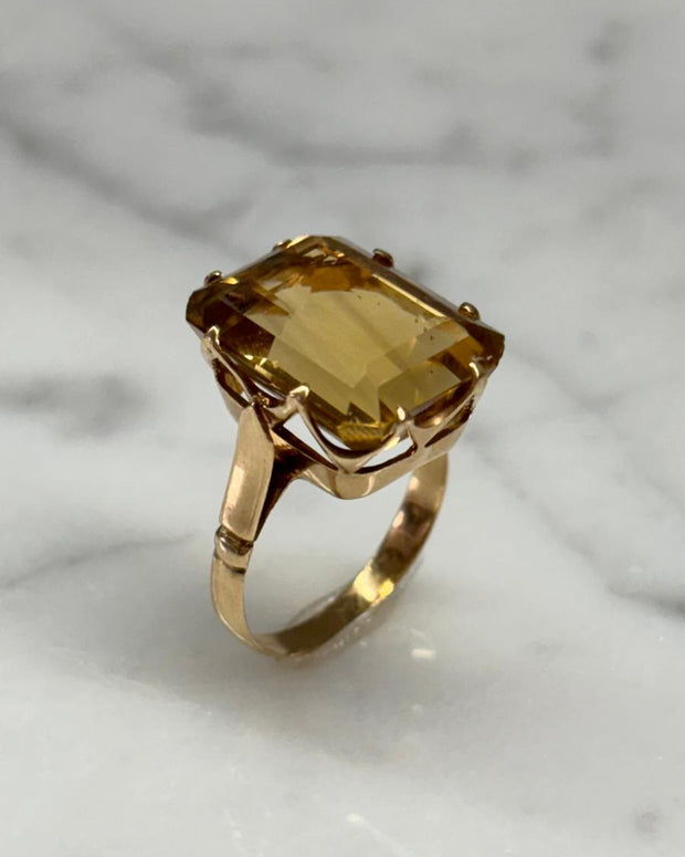 Emerald Cut Citrine Ring