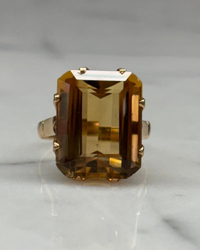 Emerald Cut Citrine Ring
