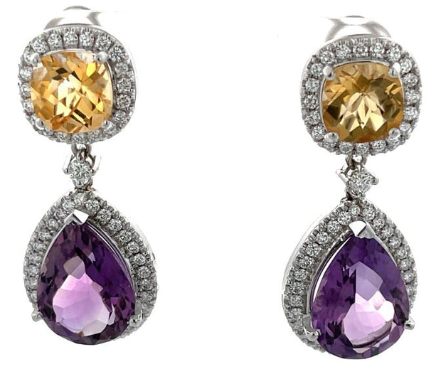 Amethyst and Citrine Drop Earrings