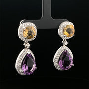 Amethyst and Citrine Drop Earrings
