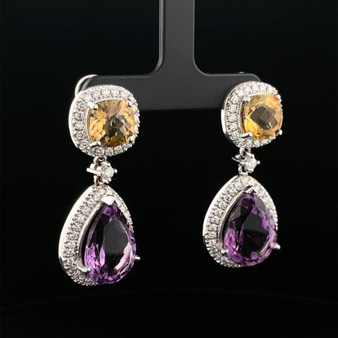 Amethyst and Citrine Drop Earrings